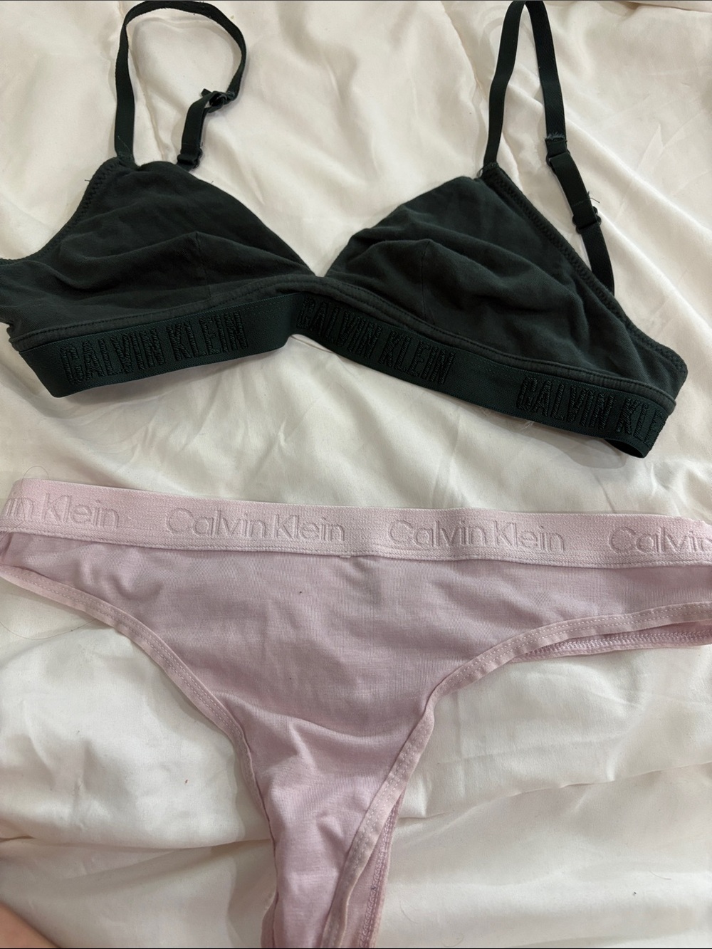 Calvin Klein Black Bralette with Light Pink Bikini Brief
